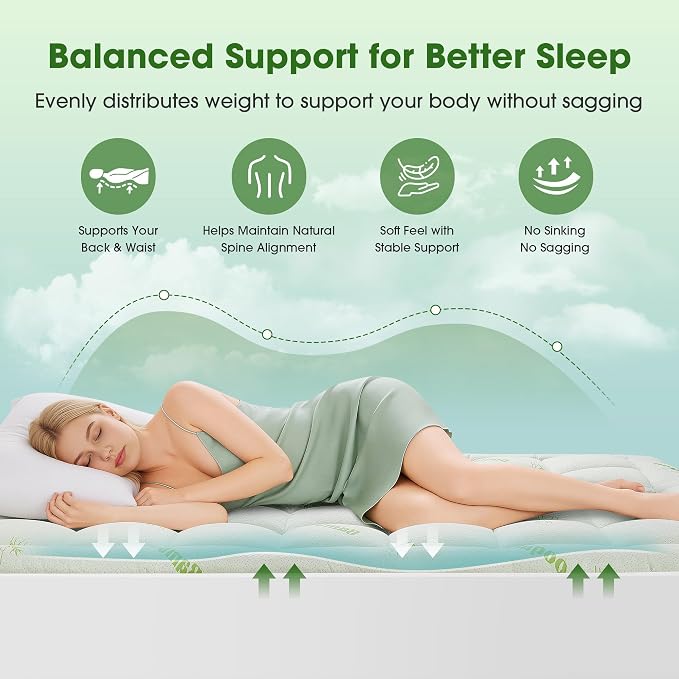 Mattress Pad Queen Size, Cooling Pillow Top Mattress Topper, Ultra Soft Viscose - Image 4