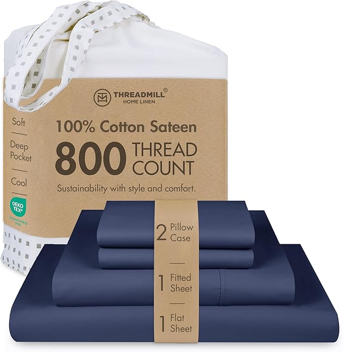 Threadmill Luxury 800 Thread Count Queen 100% Cotton Sheets by ThreadmillHomeLinen