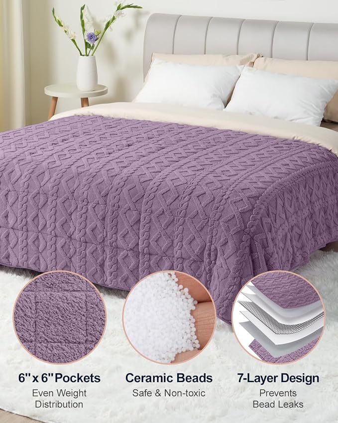 Super Fuzzy Soft Sherpa Fleece Weighted Blanket, 20 lbs Dual Sided Fluffy Heavy - Image 8