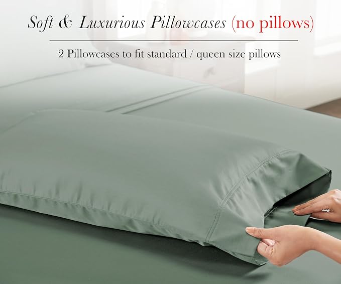 California Design Den 100% Egyptian Cotton Pillow Cases Standard Size Set of 2 - Image 4