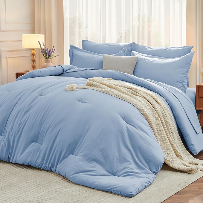 MUXHOMO 7 Pieces King Comforter Set, Soft Bed in a Bag King Size, All Season by MUXHOMO