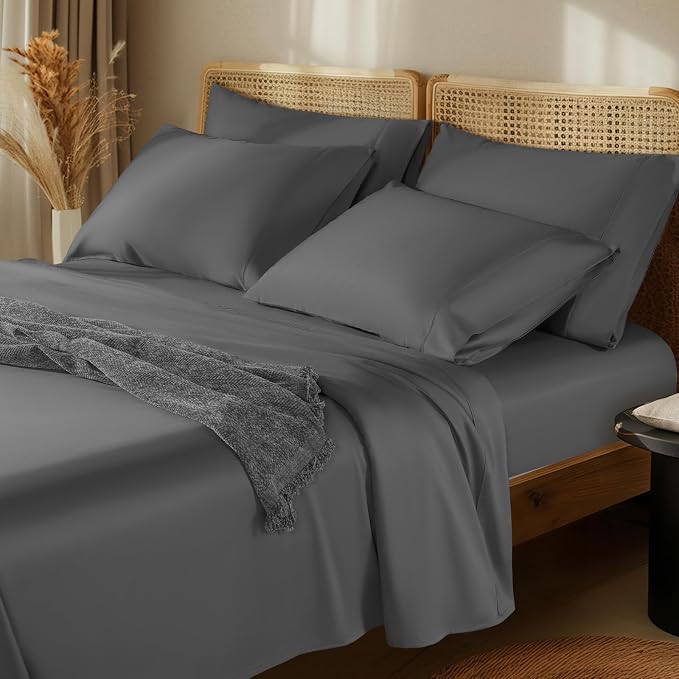 LBRO2M 1000 Thread Count 100% Egyptian Cotton Sheets Set 6 Piece Sets Queen Bed by LBRO2MBedding