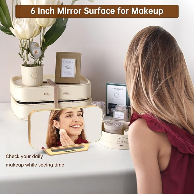 Peakeep Slim Digital Mirror Aesthetic Alarm Clock - Image 3