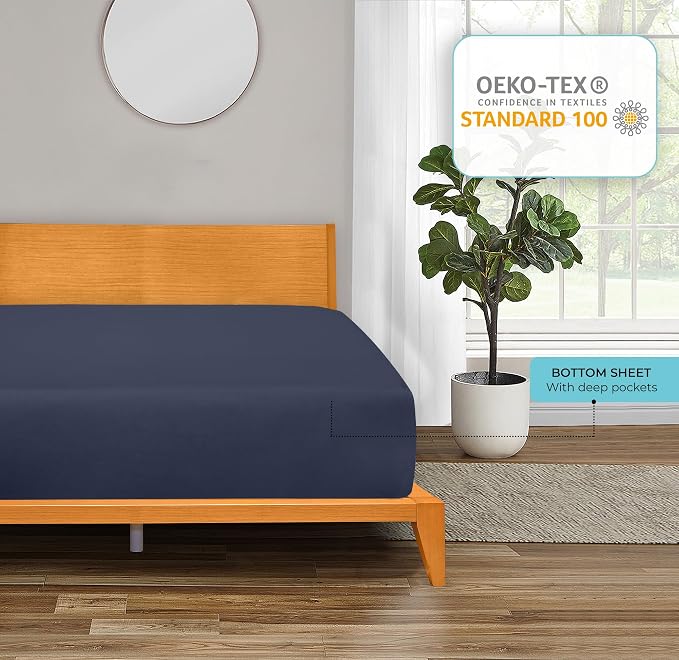ROYALE LINENS 300 Thread Count 100% Long Staple Combed Cotton Fitted Sheet Full - Image 8