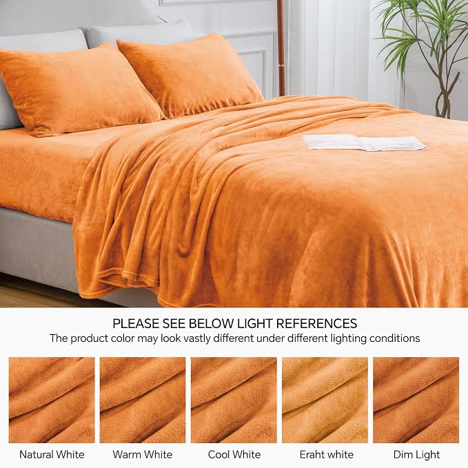 BEDELITE Flannel Sheets Queen Size Burnt Orange - Image 9