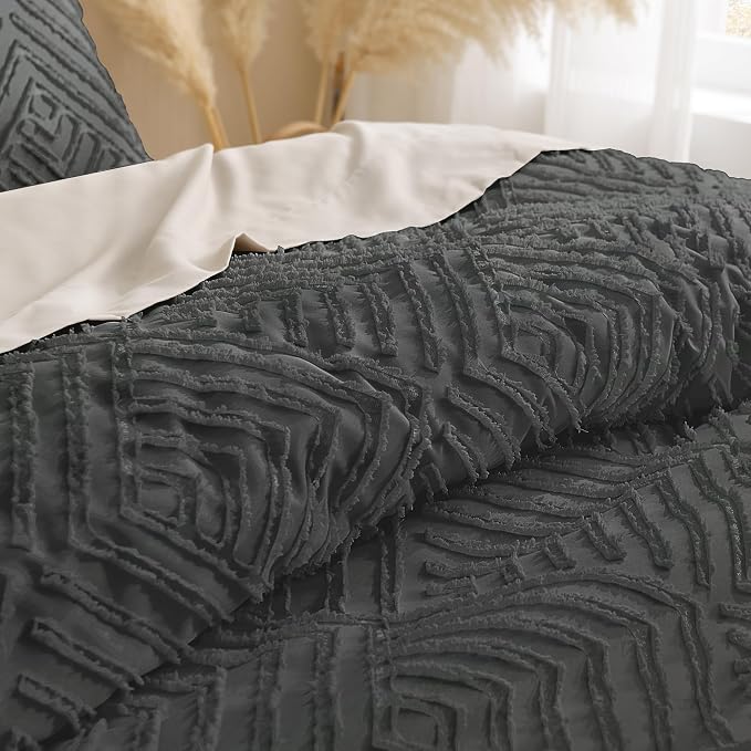 Andency Dark Grey California King Comforter Set, 3 Pieces Gray Boho Bedding Set - Image 5