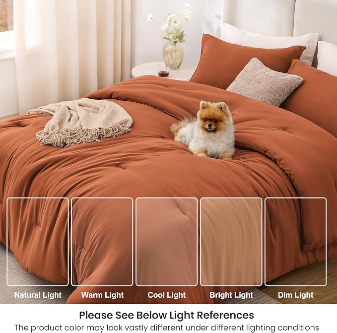 Love's cabin Terracotta Full Comforter Set, 3-Piece Prewashed Bed Set - Image 6