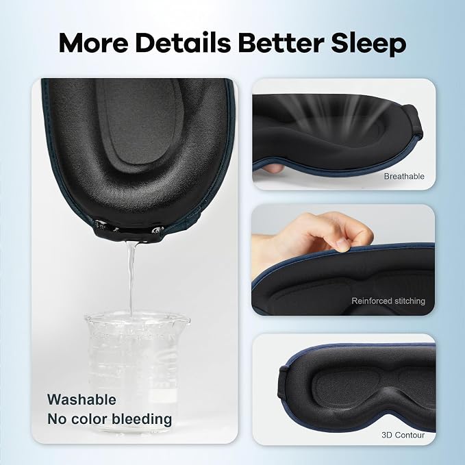Weighted Blackout Sleep Mask for Men: 3D Contoured Zero Eye Pressure Sleep Mask - Image 6