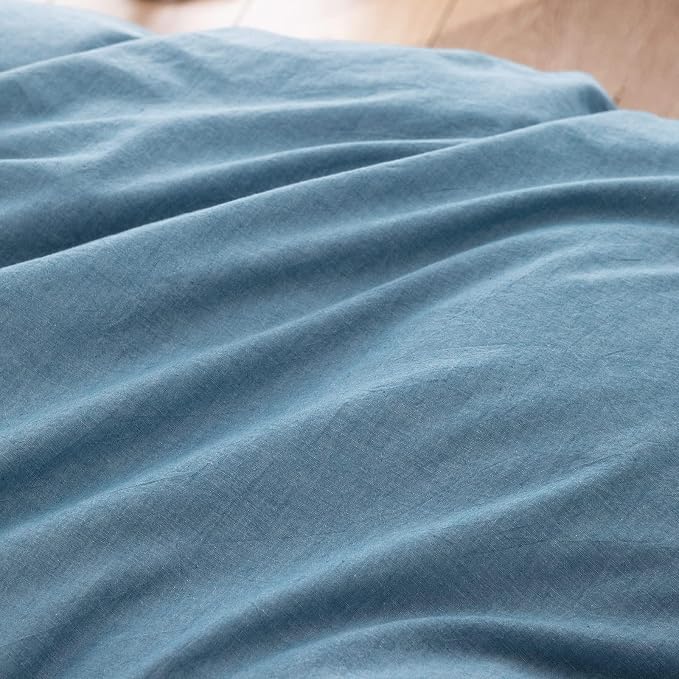 BESTOUCH Duvet Cover Set 100% Washed Cotton Linen Feel Super Soft Comfortable - Image 6