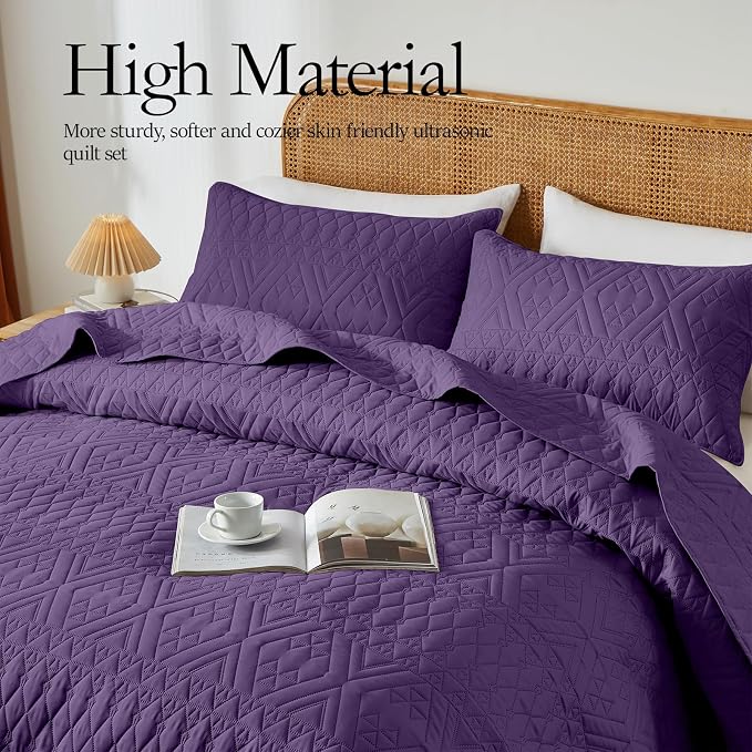 akkialla Full/Queen Quilt Set, Boho Geometric Pattern, Soft All-Season Bedding - Image 4