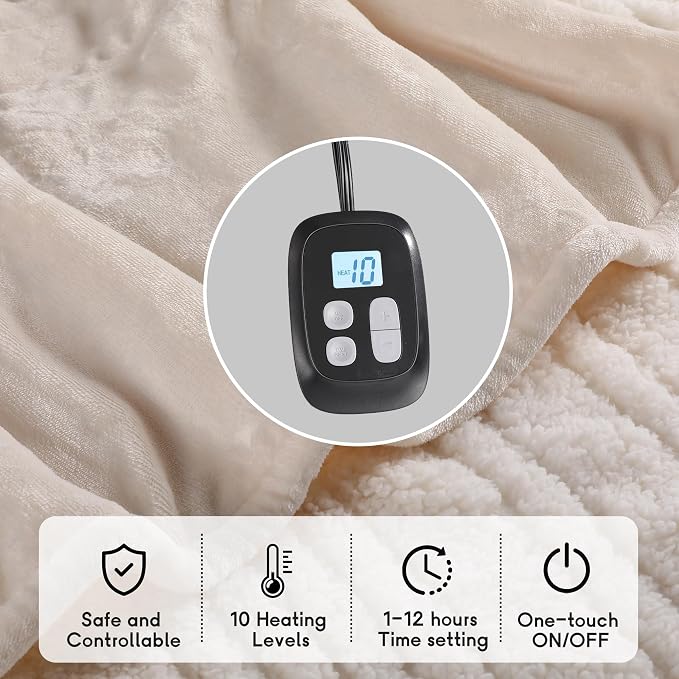 Heated Blanket Electric Blanket King Size 90''x100'' - Image 4