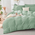 HYMOKEGE Sage Green Duvet Cover King Size, Ultra Soft 3-Piece Seersucker Duvet by HYMOKEGE