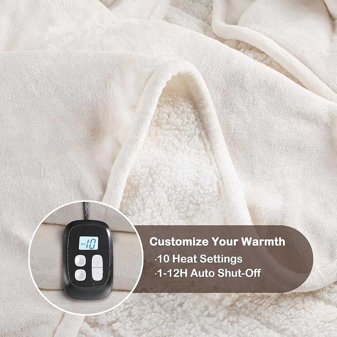 LaffyLo Electric Heated Blanket Full Size 72 x 84, Fast Heating Blanket - Image 4