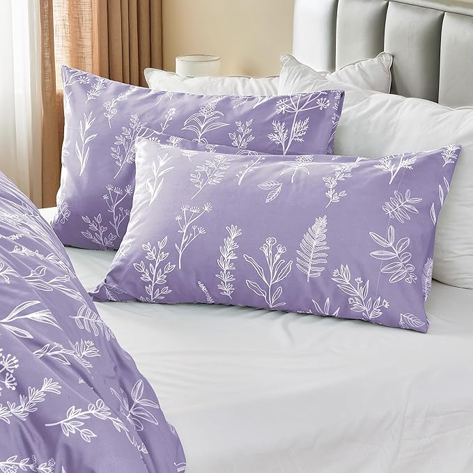 MUXHOMO Duvet Cover Full Size, Reversible Floral Lavender Duvet Cover Set - Image 5