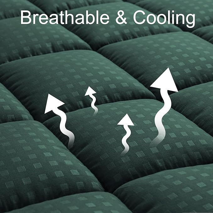 HYLEORY Twin Mattress Pad Quilted Fitted Mattress Protector Cooling Pillow Top - Image 2