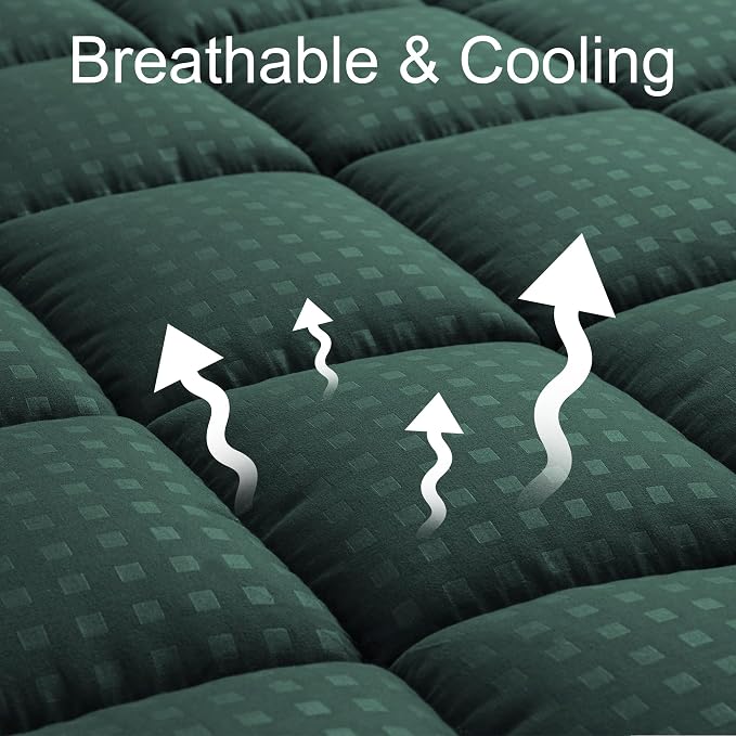 HYLEORY Twin XL Mattress Pad Quilted Fitted Mattress Protector Cooling Pillow - Image 2