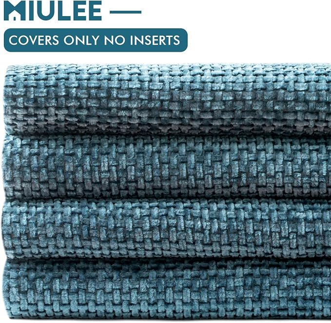 MIULEE Pack of 4 Couch Throw Pillow Covers 18x18 Inch Smoke Blue Soft - Image 6