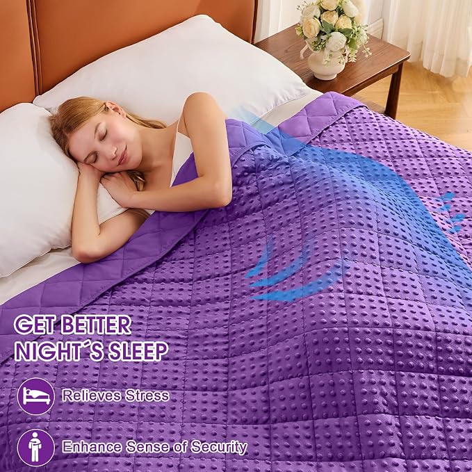 Purple Weighted Blanket for Adults 20lbs, Twin Full Size Cooling Minky Heavy - Image 2