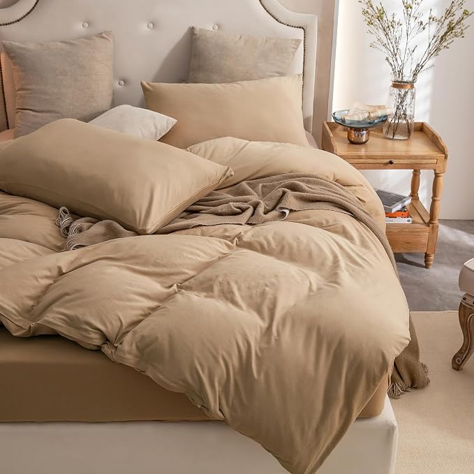 PURE ERA Jersey Knit Duvet Cover Set 100% T-Shirt Cotton Super Soft Comfy 2pc - Image 3