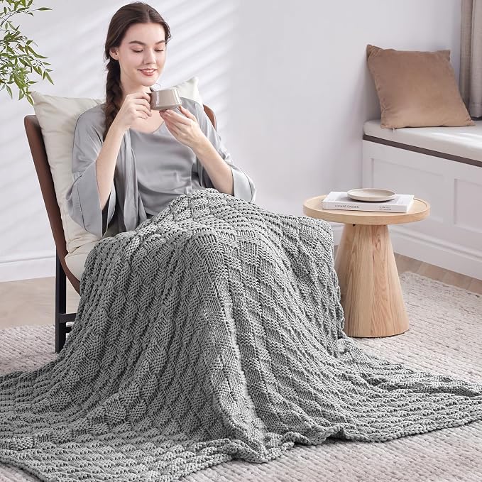 Knitted Weighted Blanket Kids, No Beads Heavy Blanket 40” x 60'' 7lbs, - Image 7