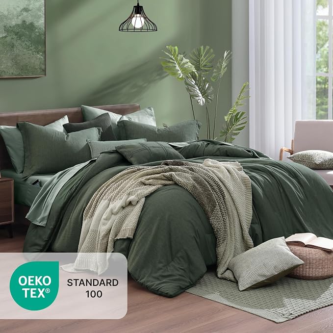 Monbix Super King Comforter Set, Deep Forest Cationic Dyeing Bedding Set - Image 5