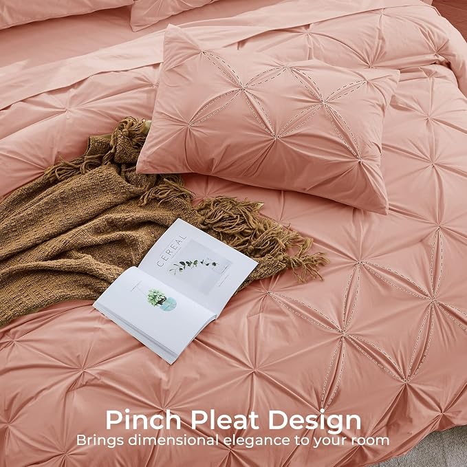Sasttie Queen Comforter Set, 7-Piece Bed in a Bag, Pintuck Bedding Sets - Image 4