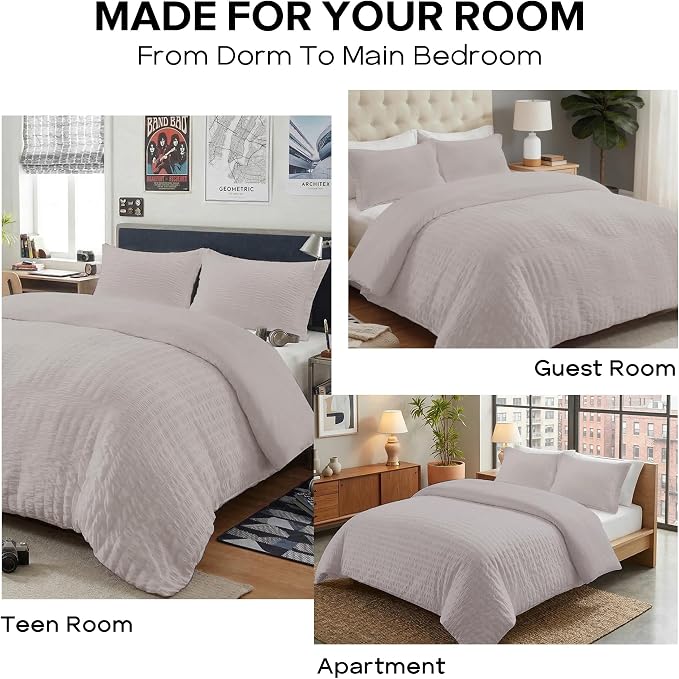 Cozyide Light Grey Duvet Cover Full Size, 3 Pieces Bedding Duvet Covers - Image 7