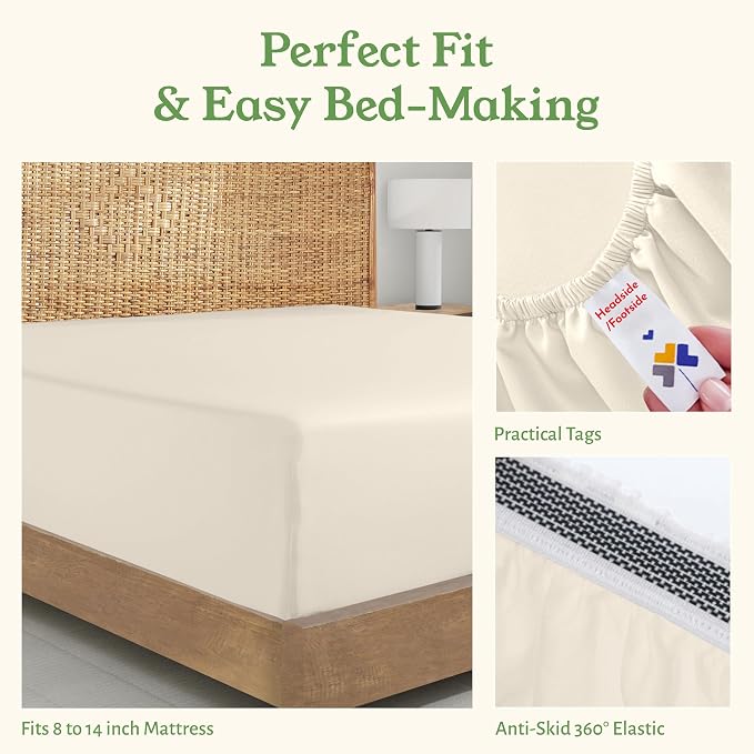 California Design Den 100% Organic Cotton Twin XL Fitted Sheet Only, Deep - Image 7
