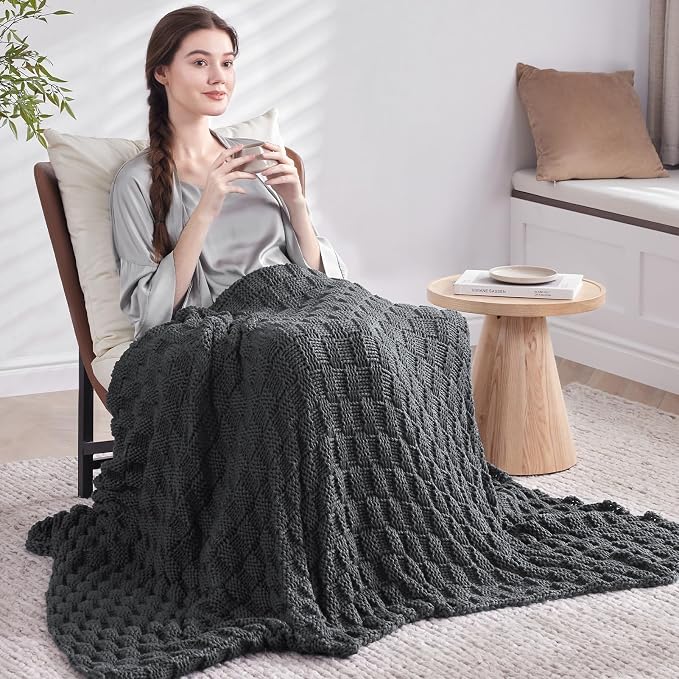 Knitted Weighted Blanket Kids, No Beads Heavy Blanket 36” x 48'' 3lbs, - Image 6