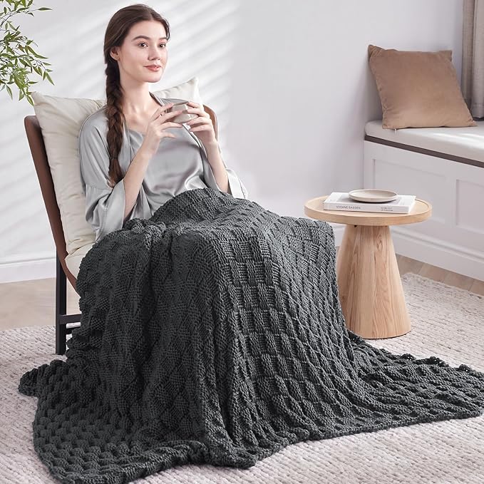 Knitted Weighted Blanket for Adult, No Beads Heavy Blanket 60” x 80'' 17lbs - Image 6