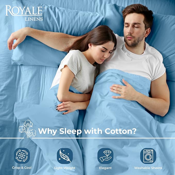 Royale Linens 100% Organic Cotton King Flat Sheet Only - Image 3