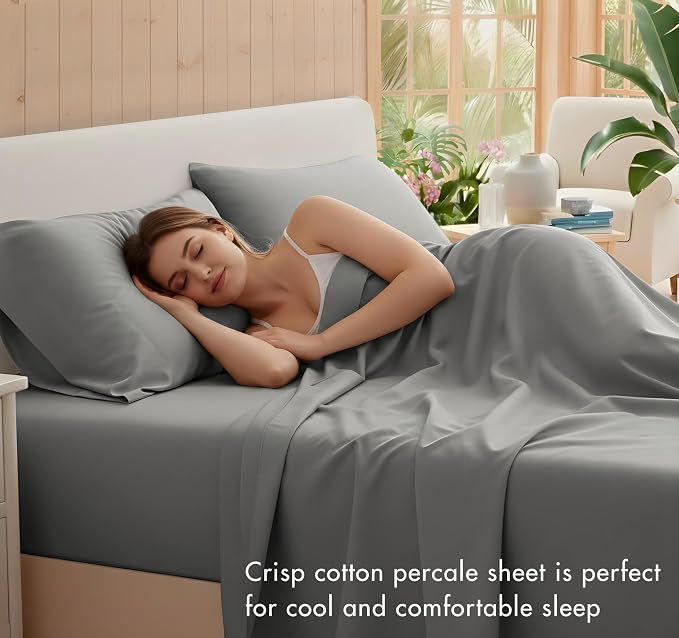 RUVANTI 100% Cotton Sheets – California King Percale Bedding, Cooling & - Image 3