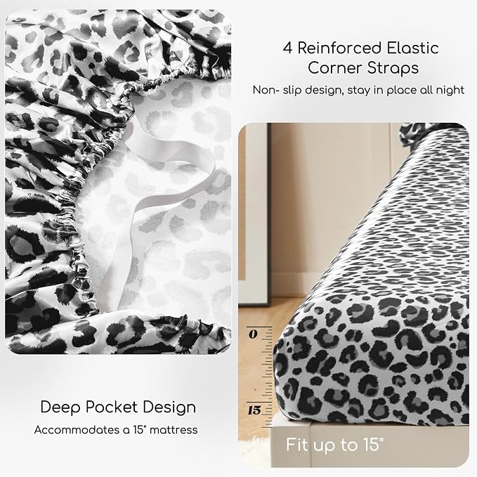 MR&HM Satin Sheets with Elastic Corner Straps, Queen Size Sheets Set - Image 4