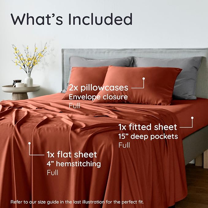 Bambaw 100% Viscose Derived from Bamboo Sheets Full Size Set – 4pcs Set of Full - Image 2