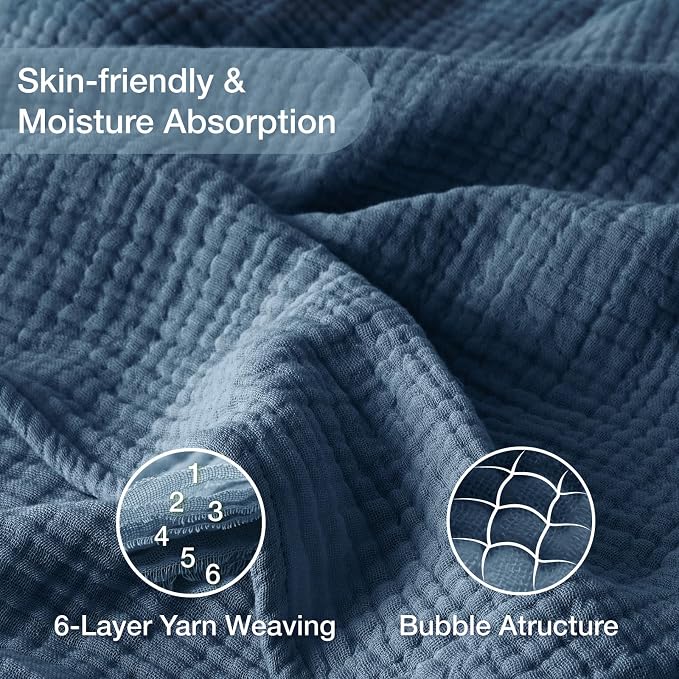 100% Cotton Muslin Blanket Twin 60" x 80", Breathable and Lightweight Cotton - Image 4