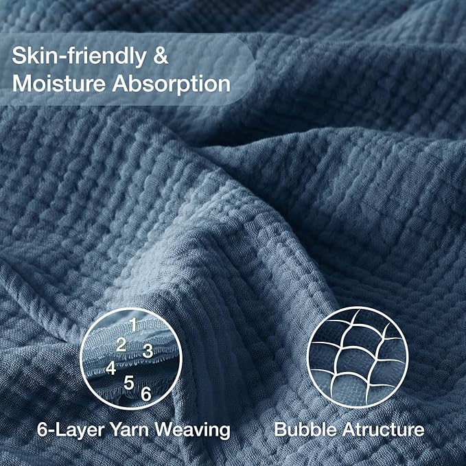 100% Cotton Muslin Blanket 40" x 40", Breathable and Lightweight Cotton Throw - Image 3