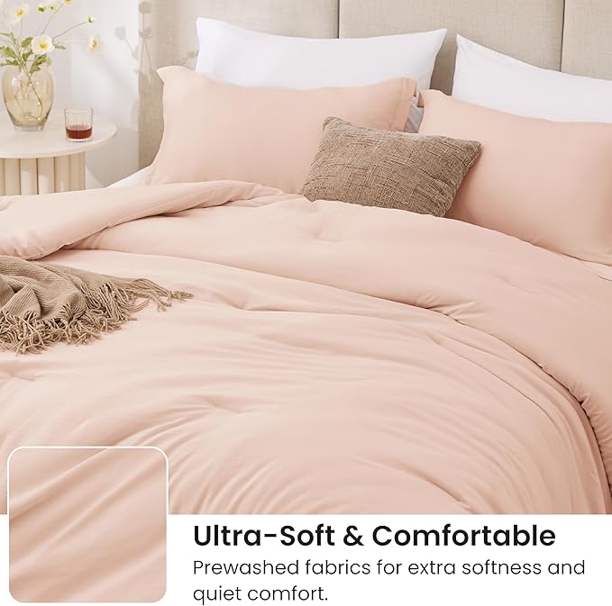 Love's cabin Pink Full Comforter Set, 3-Piece Prewashed Bed Set - Image 4