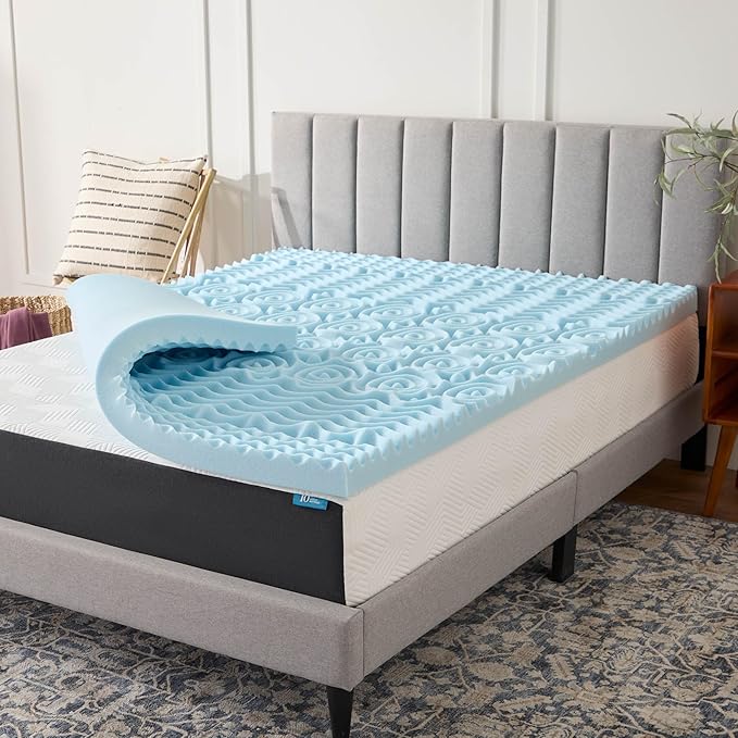 LUCID 3 Inch Gel Memory Foam Mattress Topper, Queen size – 5 Zones – Cooling by Lucid