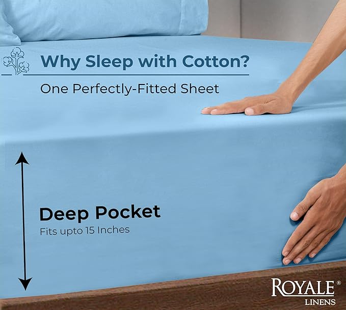 Royale Linens 100% Organic Cotton Fitted Sheet - Image 2