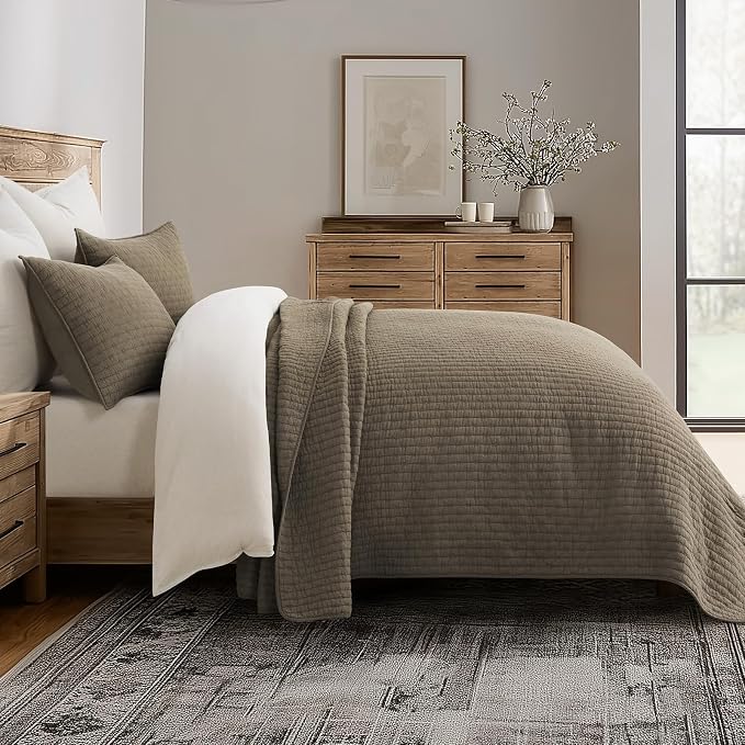 EVERGRACE Cross Stitch Pre-Washed Cotton Quilt Bedding Set King Size, Oversized - Image 5