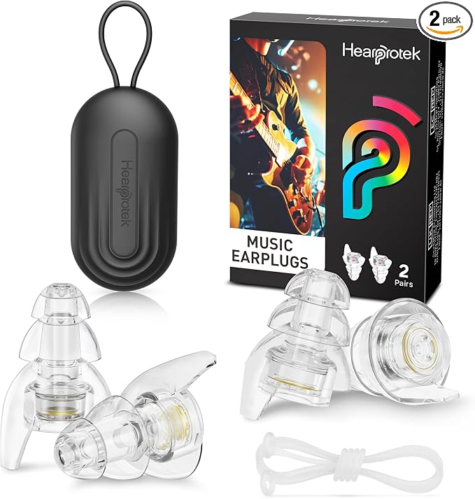 Hearprotek Concert Ear Plugs, 2 Pairs High Fidelity Musician Ear Plugs by Hearprotek