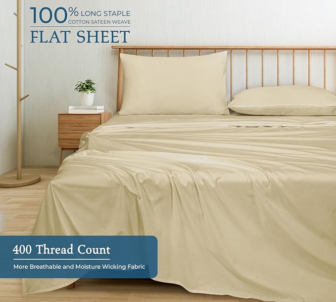 Royale Linen 400 Thread Count 100% American Grown Cotton Flat Sheet - Image 4