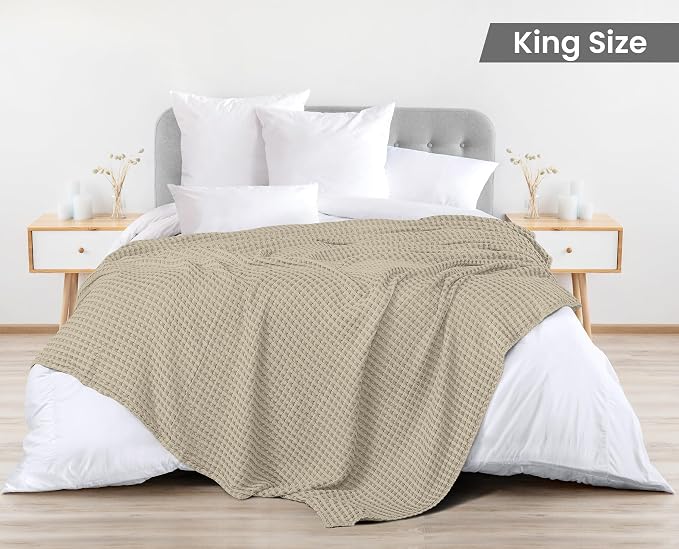 Utopia Bedding 100% Cotton Waffle Weave Blanket King Size - Image 3