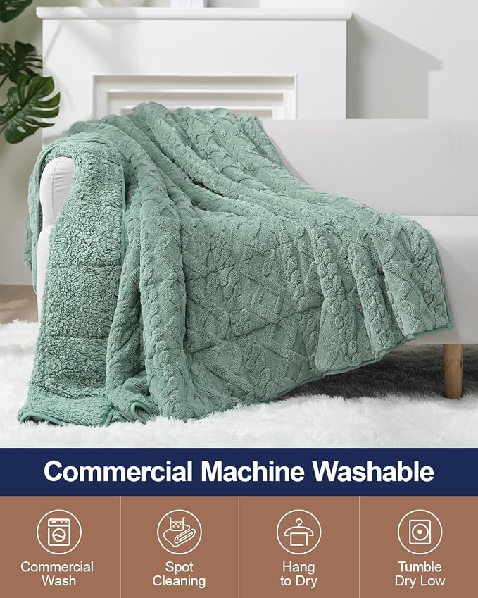 Super Fuzzy Soft Sherpa Fleece Weighted Blanket, 20 lbs Dual Sided Fluffy Heavy - Image 5