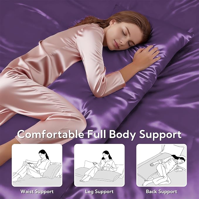 MR&HM Satin Body Pillow Cover, Soft and Breathable Body Pillow Case - Image 5