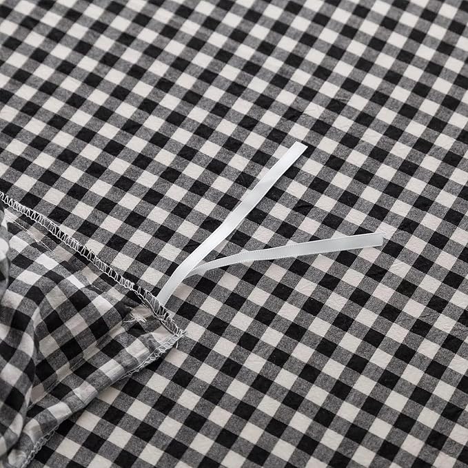 mixinni Black White Gingham Ruffle Duvet Cover Twin XL Size 3 Pieces – 100% - Image 9