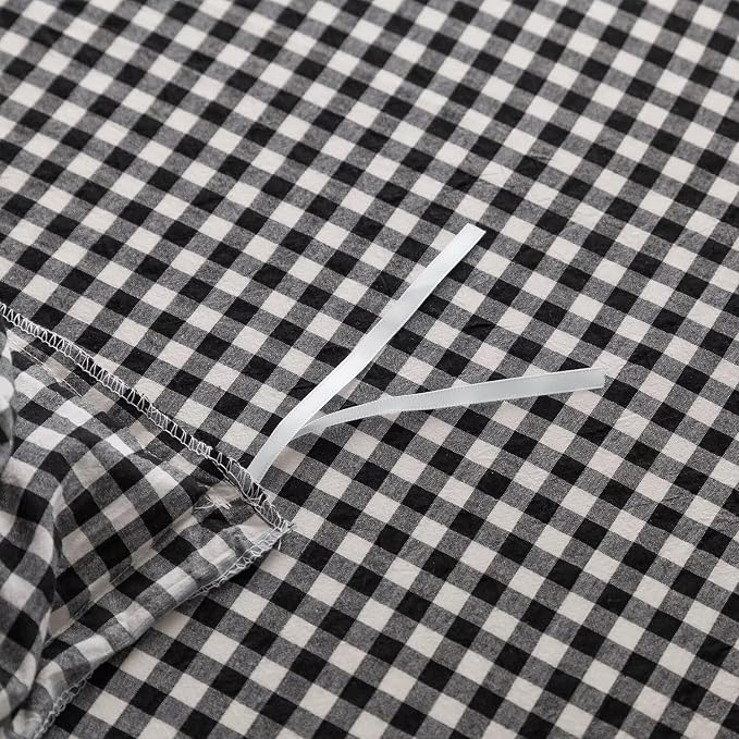 mixinni Black White Gingham Ruffle Duvet Cover Twin Size 3 Pieces – 100% Washed - Image 9