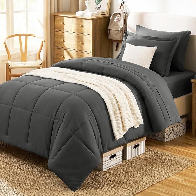 CozyLux Twin XL Comforter Set Dark Grey by CozyLux
