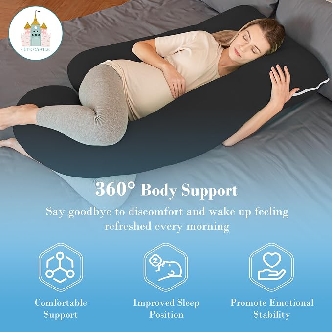 Cute Castle Cooling Cover Pregnancy Pillows, Soft U-Shape Maternity Pillow - Image 5