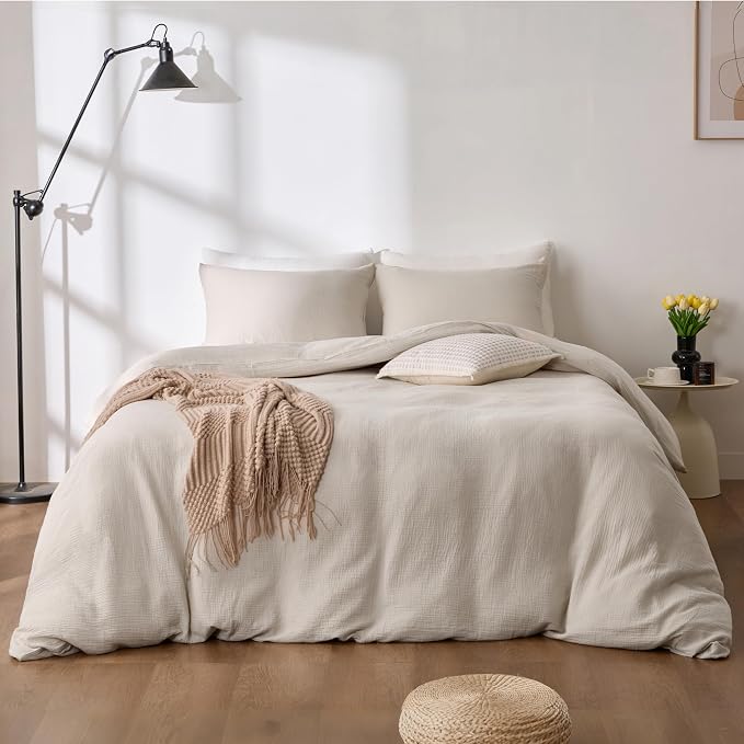 RRENEWROOTS Gream Gray Twin Duvet Cover, 100% Sandwashed Cotton Soft Twin Size - Image 5